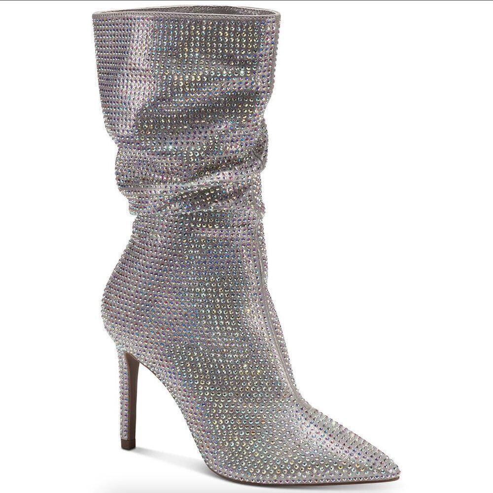 Thalia Sodi Womens Raquell Pointed Toe Rhinestones Mid-Calf Boots (WIDE)